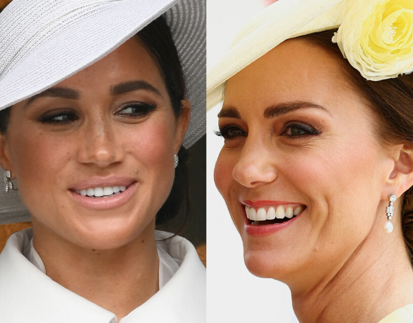Meghan och Kate. Hertiginnan Meghan Markle och hertiginnan Kate