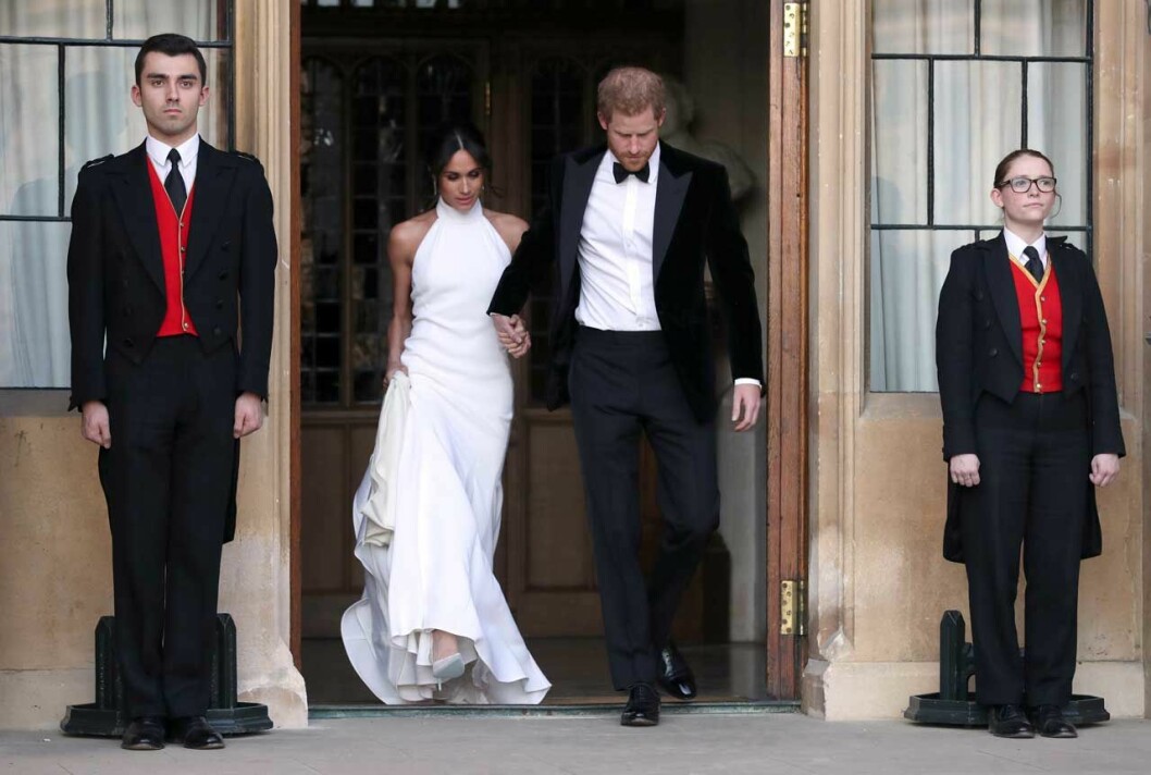 Meghan Markle i maj 2018. Meghan är klädd i klänning från Stella McCartney. Meghan Markle