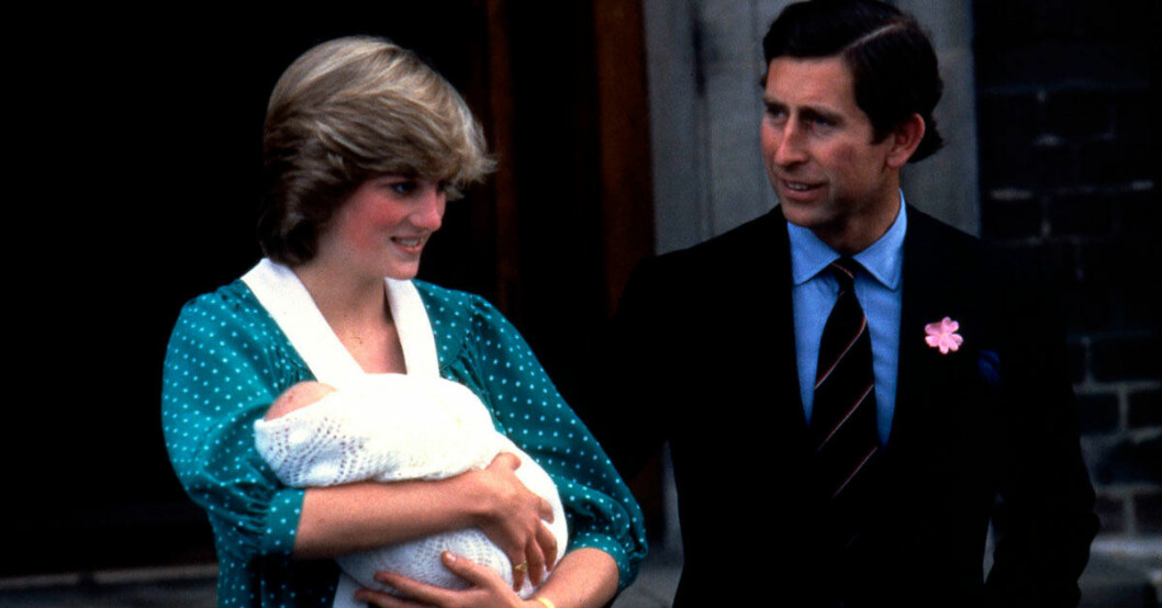 Prinsessan Diana och prins Charles med nyfödda prins William