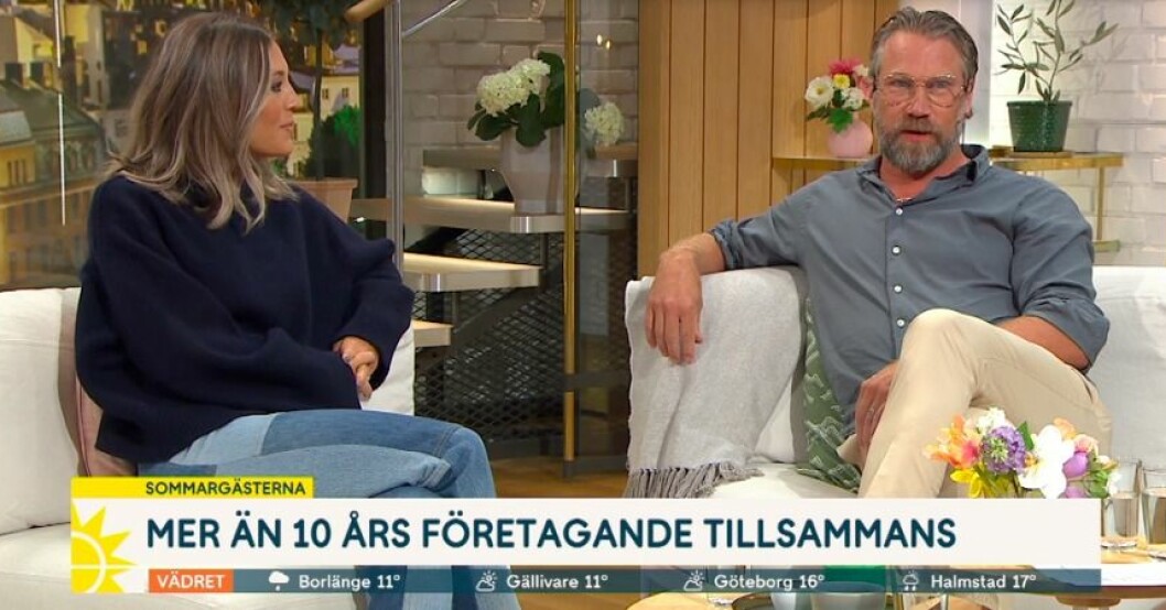 Nicole Nordin och Peter "Foppa" Forsberg i TV4 Nyhetsmorgon
