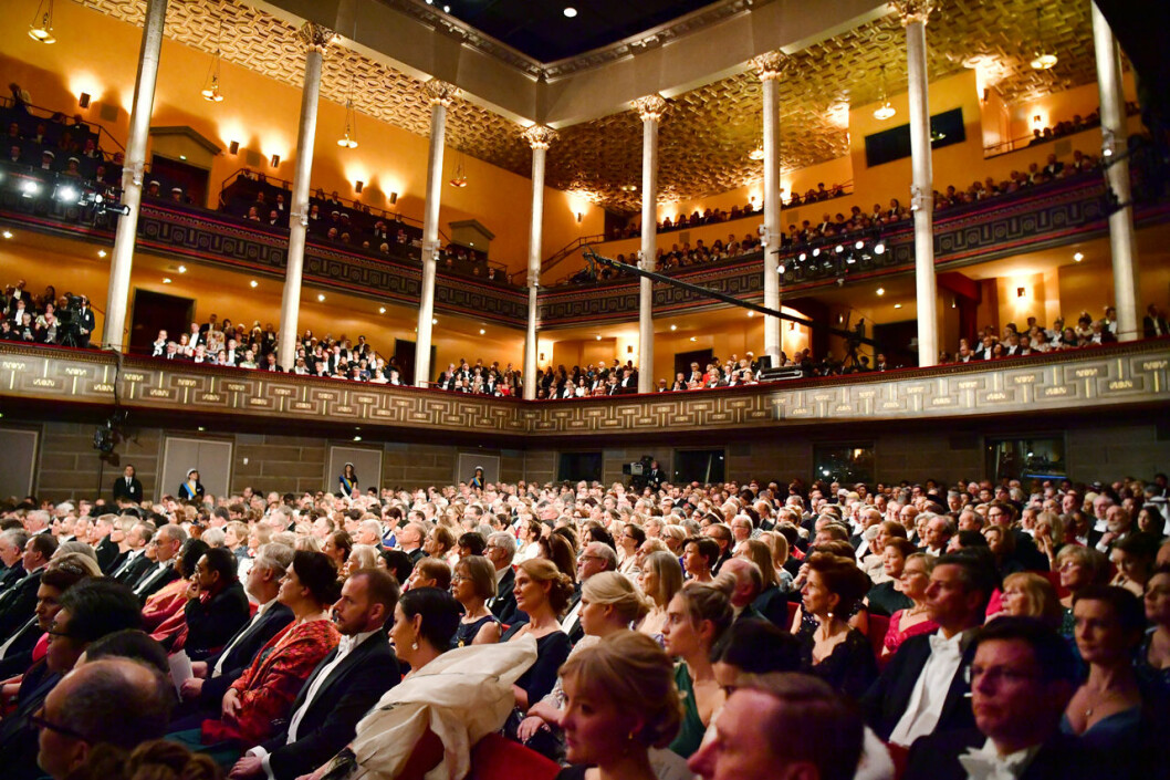 Fullsatt i Konserthuset under Nobelprisutdelningen 2019. Och det funkar ju inte i år. Nobelprisutdelningen Konserthuset