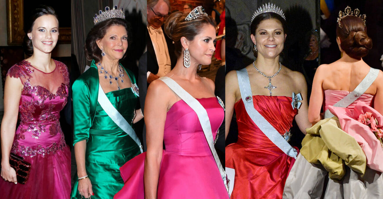 Prinsessornas och drottningens Nobelklänningar