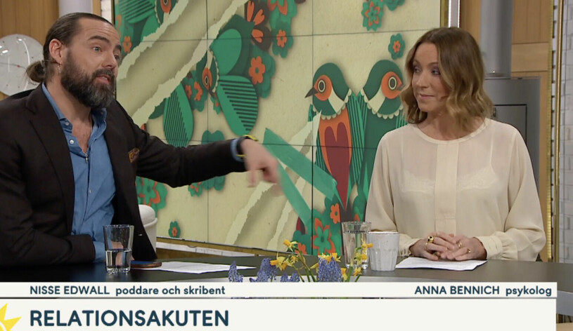 Nisse Edwall och Anna Bennich är nära kollegor i Nyhetsmorgon–segmentet – men inte ett kärlekspar Nyhetsmorgon, TV4