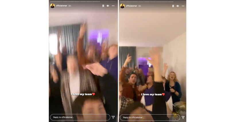 Runt 12 i natt publicerade Omar Rudberg en festlig video på sin Instagramstory, trots förlusten. Omar Rudberg