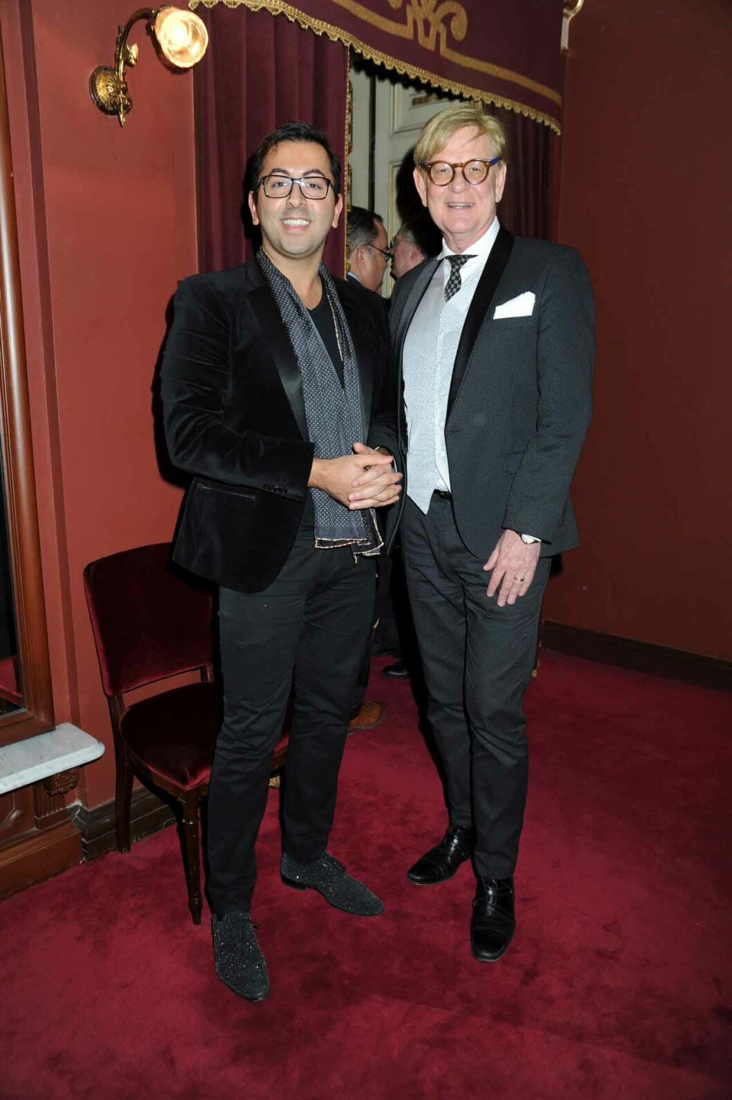 Haydar Adelson, ordförande för Stockholm Pride och klädskaparen Göran Alfredson. Haydar Adelson, ordförande för Stockholm Pride och klädskaparen Göran Alfredson.