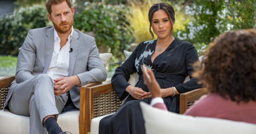 Prins Harrys och Meghan Markles intervju med Oprah Winfrey sändes i början av mars. Prins Harry, Meghan Markle och Oprah Winfrey