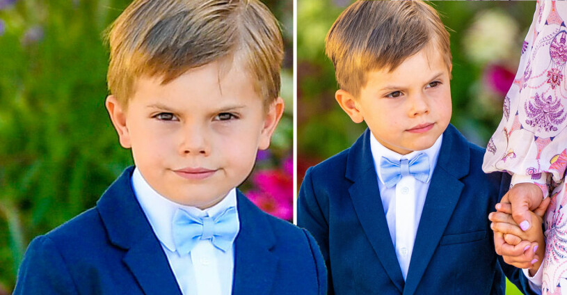Prins Oscar, gullig och bestämd. Prins Oscar i fluga på prins Julians dop