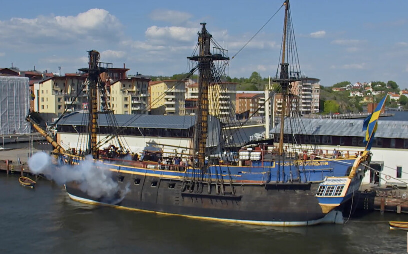 Ostindiefararen Götheborg vid födelsedagskalaset i dag. Göteborg 400 år Ostindiefararen Götheborg