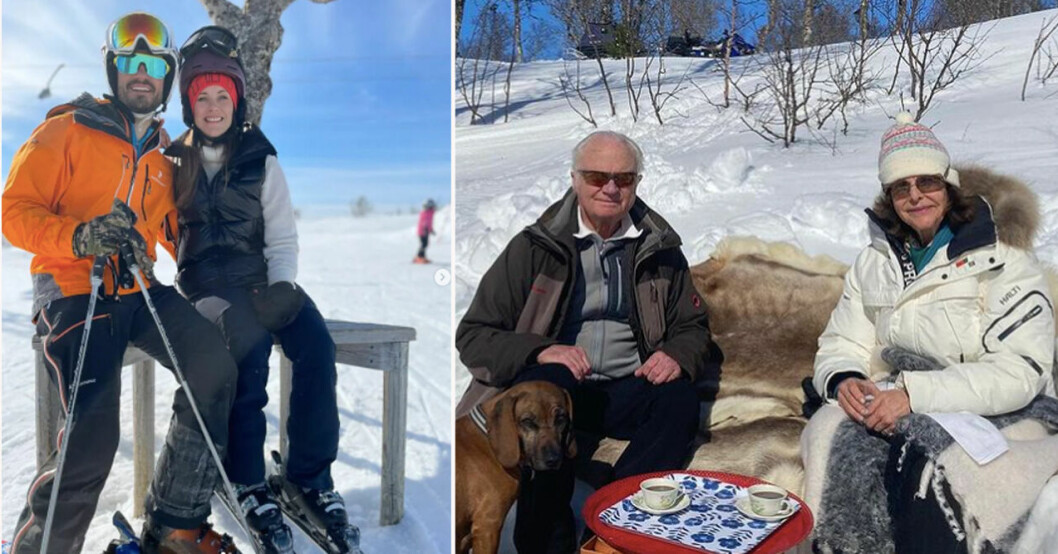 Prinsparet och kungaparet har delat med sig av sina påskfiranden. Bilder som måste få Madeleine att sakna sin familj extra mycket! Prins Carl Philip, prinsessan Sofia, kung Carl Gustaf och drottning Silvia
