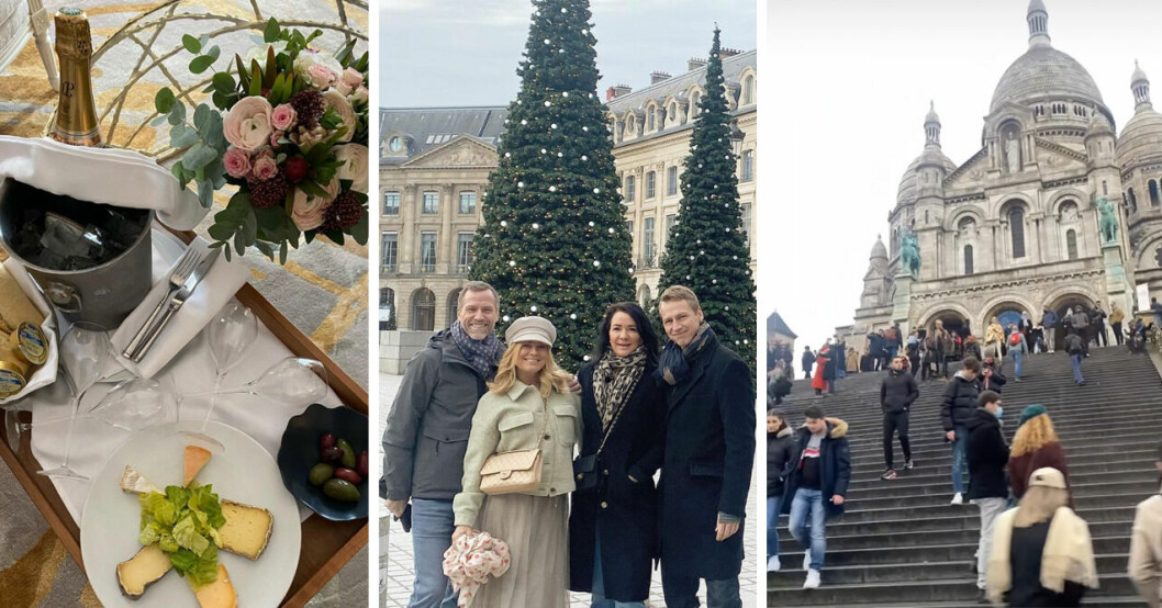 Paren har hunnit med en hel del under resans gång. Pernilla Wahlgren, Christian Bauer, Sofia Wistam och Magnus Wistam i Paris.