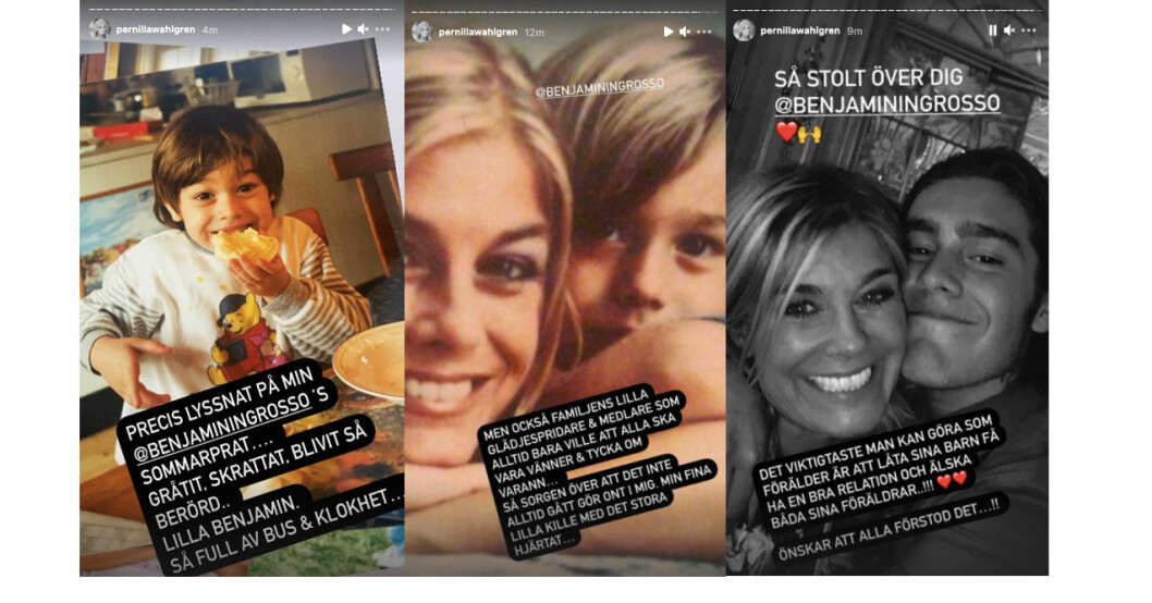 Pernilla Wahlgren är stolt över sonen Benjamin efter sommarpratet. Pernilla Wahlgren Instagram