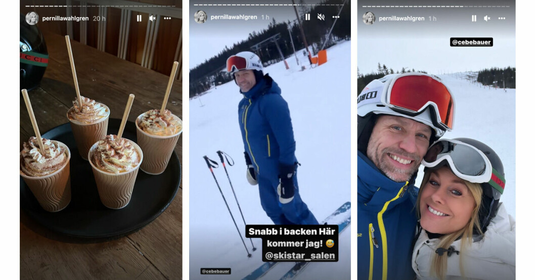 Underbara dagar i Sälen! Pernilla Wahlgren och Christian Bauer på skidresa i Sälen 2021