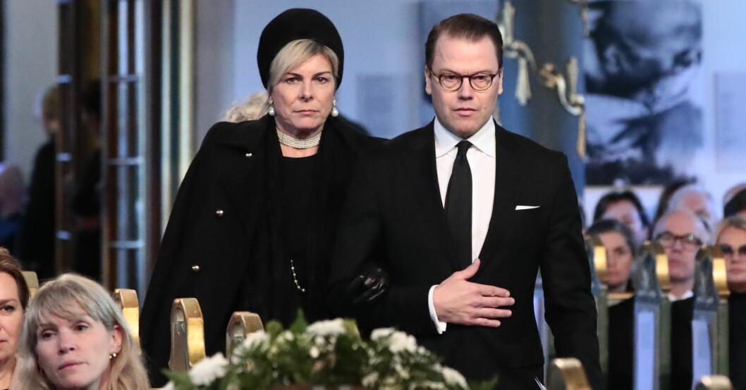 Petra Laurentien Brinkhorst av Nederländerna och prins Daniel på Ari Behns begravning. Foto: TT