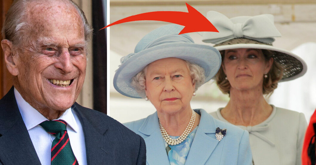 Prins Philip med sin hustru drottning Elizabeth. Bakom står Penny Knatchbull, kvinnan som i alla år pekades ut som hans speciella väninna. Prins Philip Drottning Elizabeth Penny Knatchbull