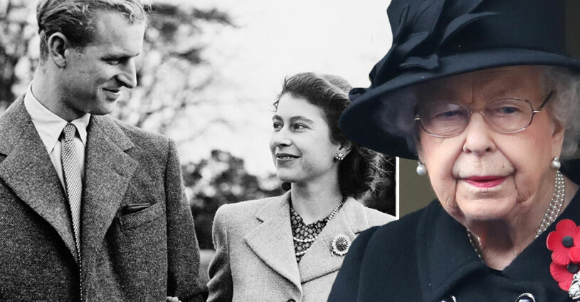 Elizabeth med sin Philip (1921-2021). Drottning Elizabeth Prins Philip Nygifta 1947 Sorg