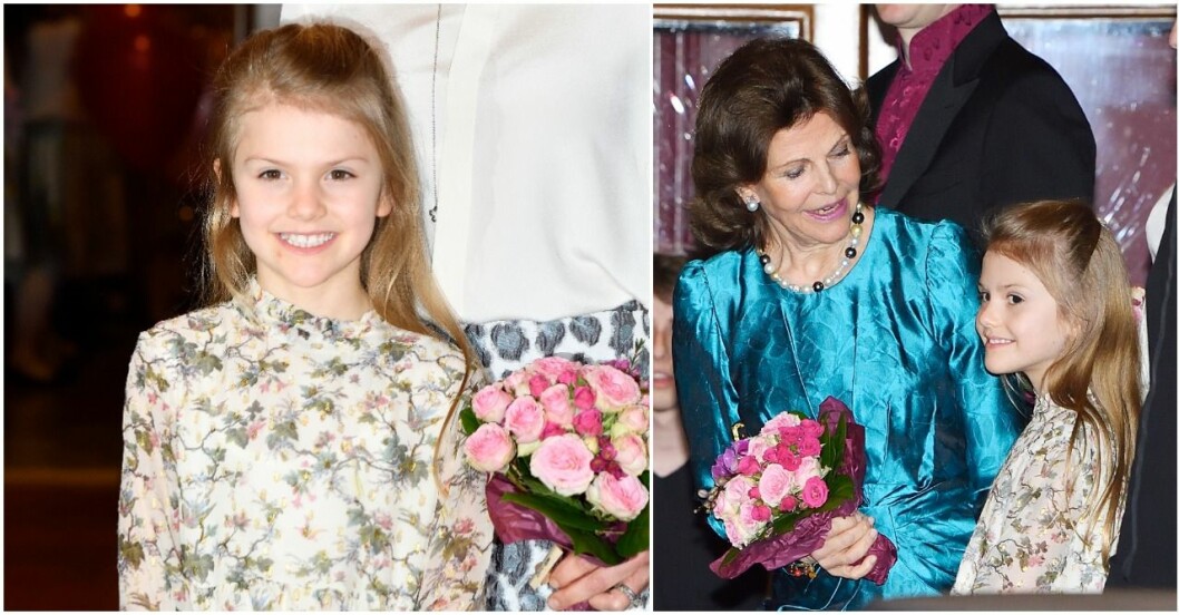Även denna fina klänning som Estelle bar på en teateruppsättning till drottning Silvias 70-årsdag är från Bonpoint. Prinsessan Estelle bar en klänning av en fransk lyxdesigner.
