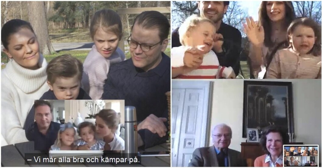 Ett av kungafamiljens videomöten. Kungafamiljen med barn och barnbarn firar påsk.