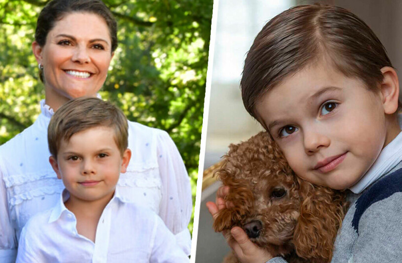 Oscar – lillprinsen som snart fyller sex år. Kronprinsessan Victoria, prins Oscar och hunden Rio