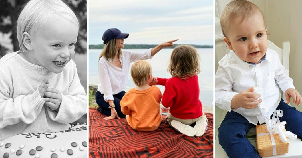 Prinsbröderna Gabriel och Alexander fyller 3 respektive 1 år, och i mitten familjen på sommarutflykt i Nynäs naturreservat.