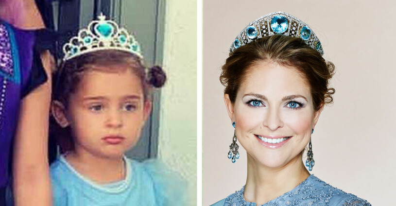 Mor och dotter i tiara. Prinsessan Adrienne Prinsessan Madeleine