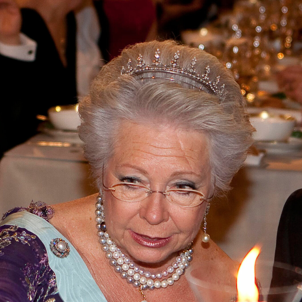 Prinsessan Christina i sitt diadem på Nobelfesten 2011. Några månader senare blev det stulet och det har aldrig återfunnits. Prinsessan Christinas stulna tiara på Nobelfesten 2011