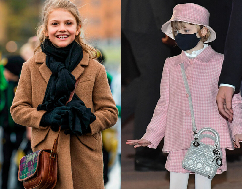 Estelle och Gabrielle med sina väskor. Dock i helt olika prisklass! Prinsessan Estelle Prinsessan Gabrielle av Monaco