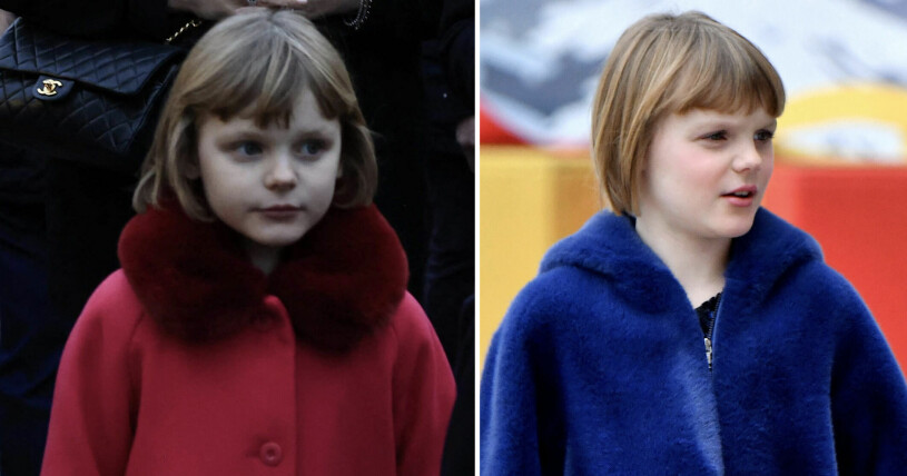 Till vänster ser vi prinsessan Gabriella för några veckor sedan, till höger förra helgen. Prinsessan Gabriella i en ny, kortare frisyr