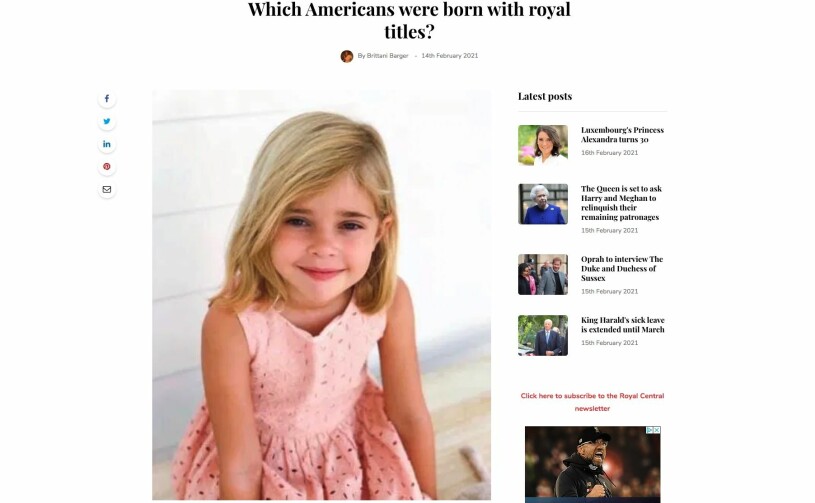 Prinsessan Leonore har hamnat i det internationella strålkastarljuset: Sajten Royal Central lyfter fram henne som intressant exempel. Prinsessan Leonore