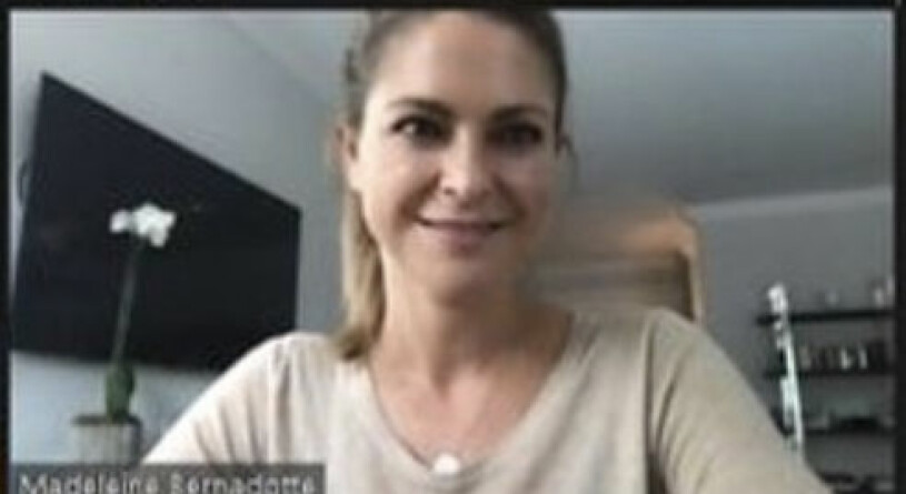En glimt från prinsessan Madeleines jobbvardag i det hårt coronadrabbade Miami. Prinsessan Madeleine