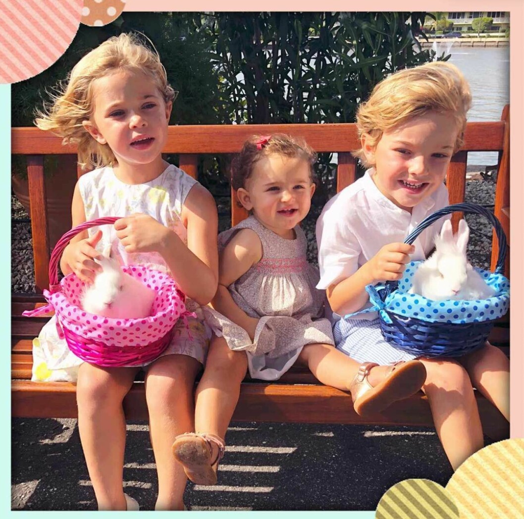 Missar morfars firande. Prinsessan Leonore, 5, prinsessan Adrienne, 1, och prins Nicolas, snart 4, är ju i Miami, men hurrar via FaceTime. Prinsessan Madeleines barn prinsessan Leonore, prinsessan Adrienne och prins Nicolas missar morfar kungens firande.