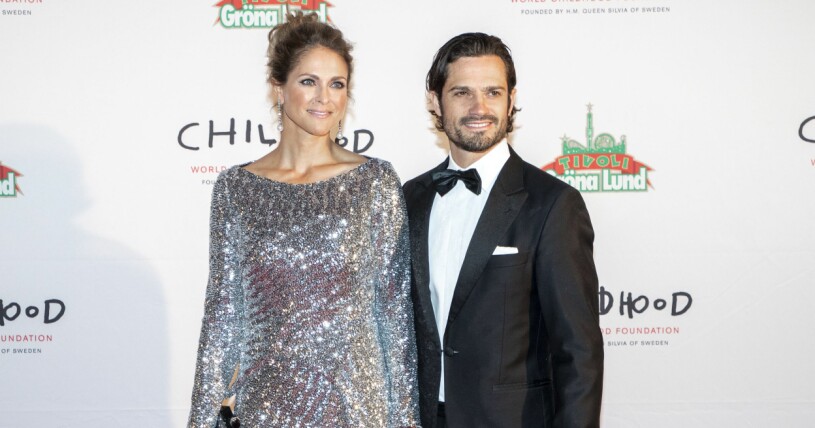 Prinsessan Madeleine och prins Carl Philip på välgörenhetsmiddag med anledning av World Childhood Foundations 20-årsjubileum, 2019. Prinsessan Madeleine och prins Carl Philip