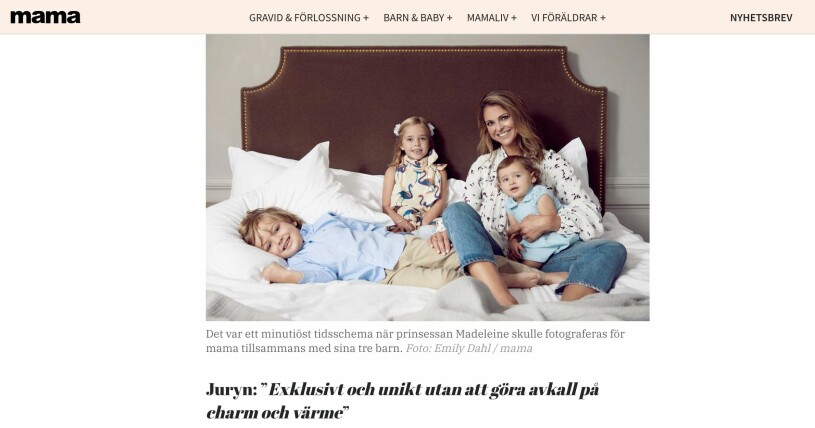 Sveriges Tidskrifter har valt Madeleine-intervjun till Årets Omslag 2020. Prinsessan Madeleine Prinsessan Leonore Prinsessan Adrienne Prins Nicolas Mama