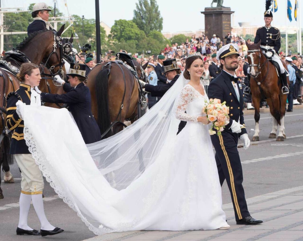 Prinsessan Sofia iförd sin klänning signerad svenska Ida Sjöstedt. Prinsessan Sofia