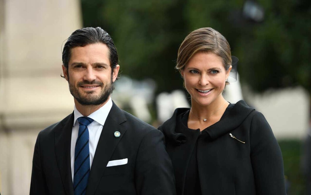 Prinsessan Madeleine och prins Carl Philip vid riksmötets öppnande år 2017. prinsessan madeleine prins carl philip
