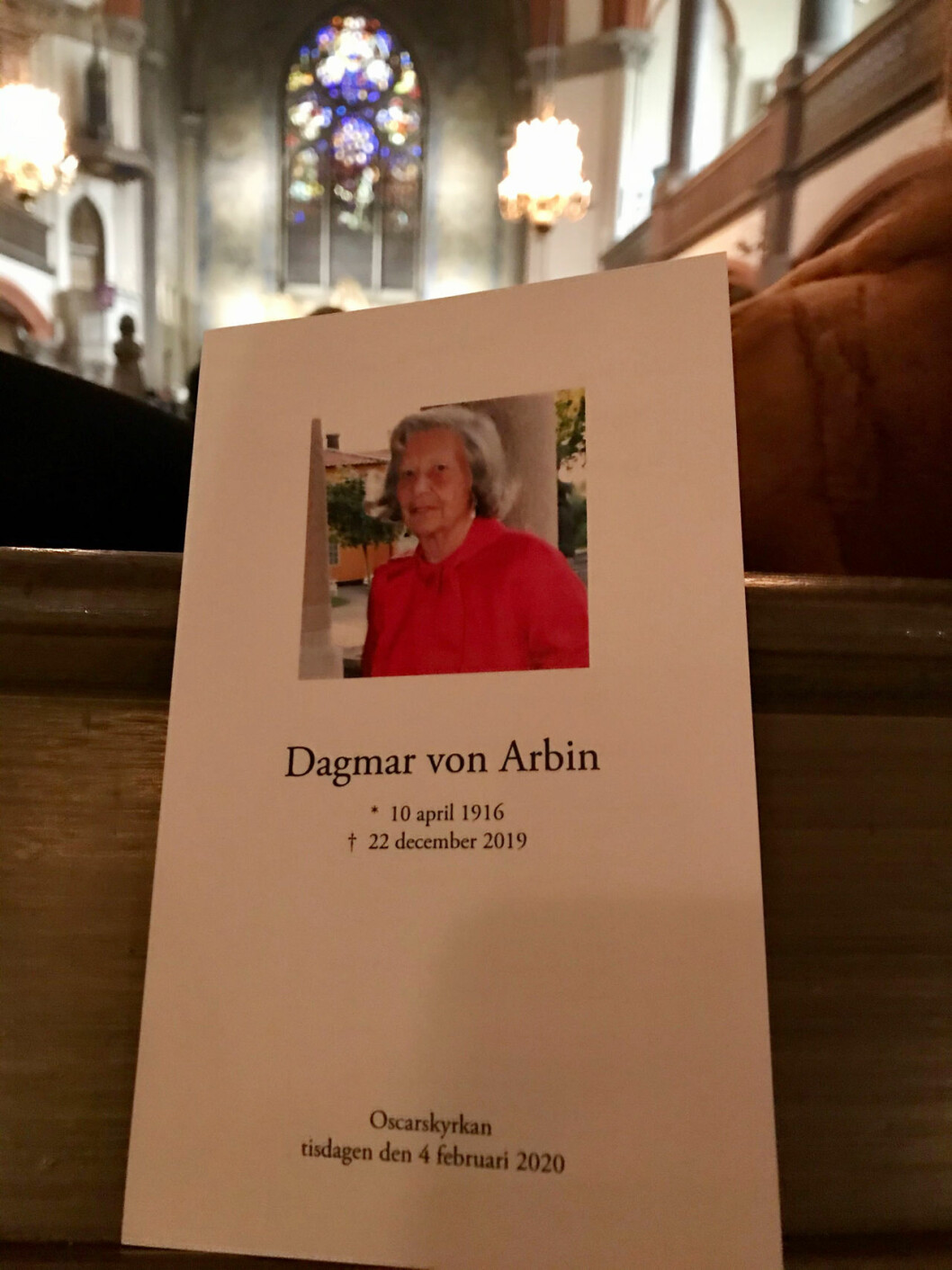 Det vackra programmet vid Dagmar von Arbins begravning. Det vackra programmet under Dagmar von Arbins begravning.