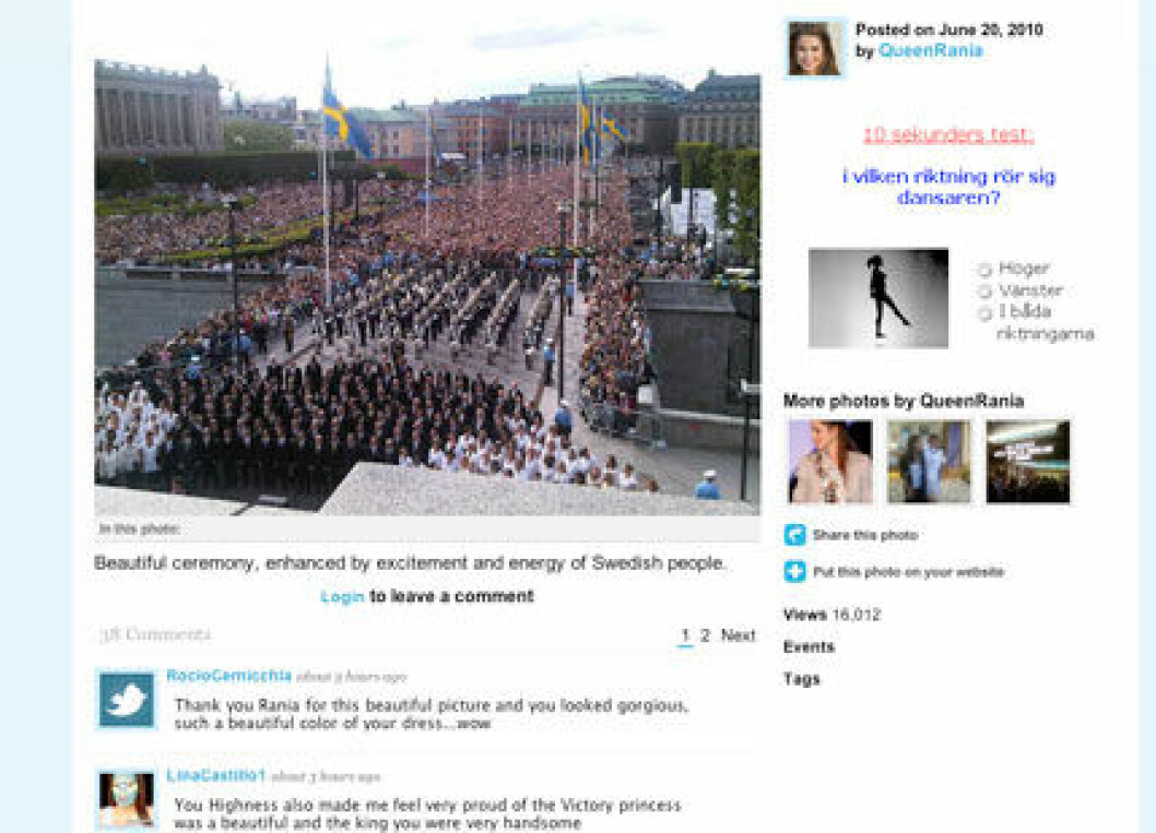 Drottning Ranias foto från slottet och kronprinsessan Victorias bröllop. Drottning Ranias privata foto från slottet och kronprinsessan Victorias bröllop.