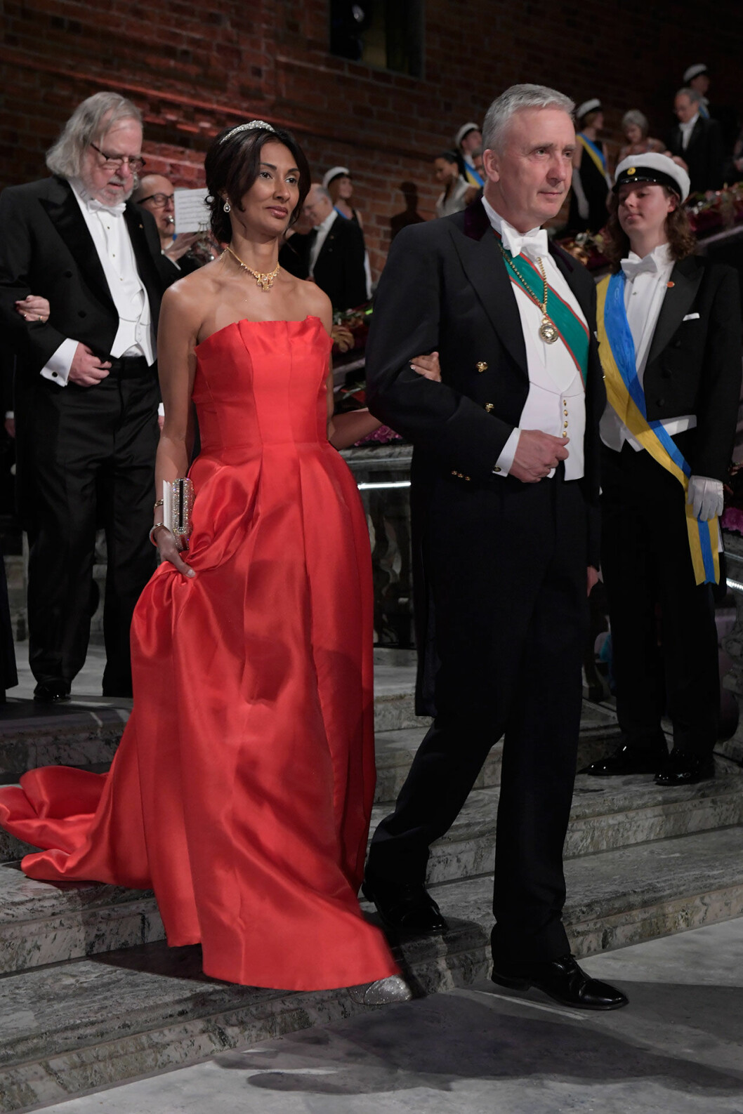 Riksmarskalk Fredrik Wersäll på Nobelbanketten i Stadshuset i Stockholm, där han eskorterade Padmanee Sharma, professor samt partner till medicinpristagaren James P Allison, till hedersbordet. Fredrik Wersäll