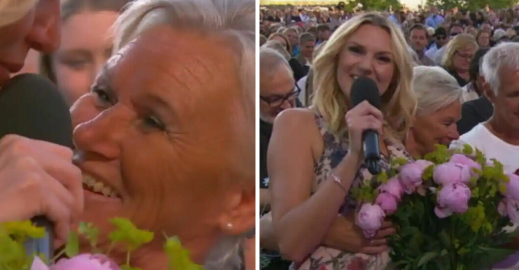 Ingmarie Hägerstrand överraskas på bästa sändningstid av dottern 2016 Foto: Skärmdump SVT