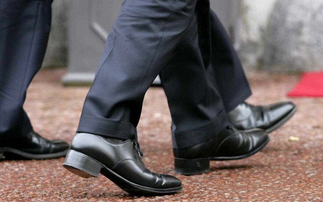 Ex-president Sarkozy i sina heels. Frankrikes tidigare president Nicolas Sarkozy i klackar.