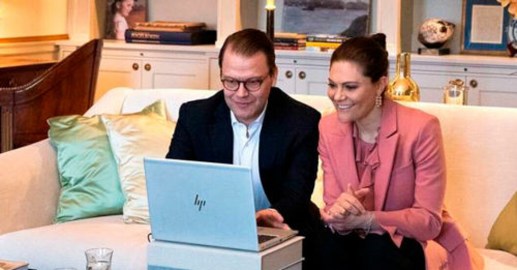 Victoria och Daniel i digitalt möte nyligen.
