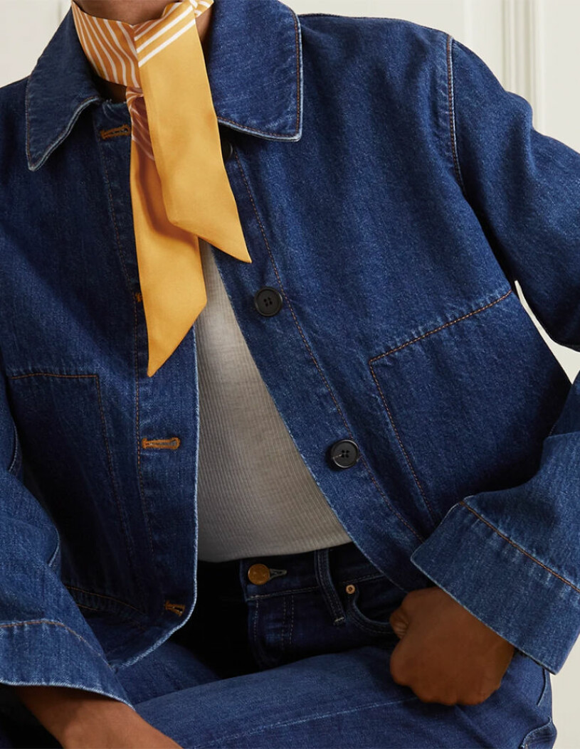 outfit med denim och scarf