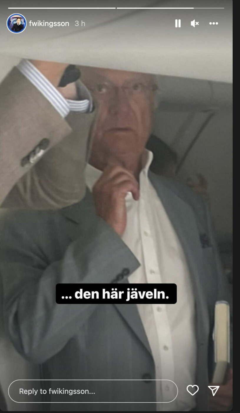 Skämtsam pik mot kungen. Foto: Skärmdump/Instagram Kung Carl Gustaf