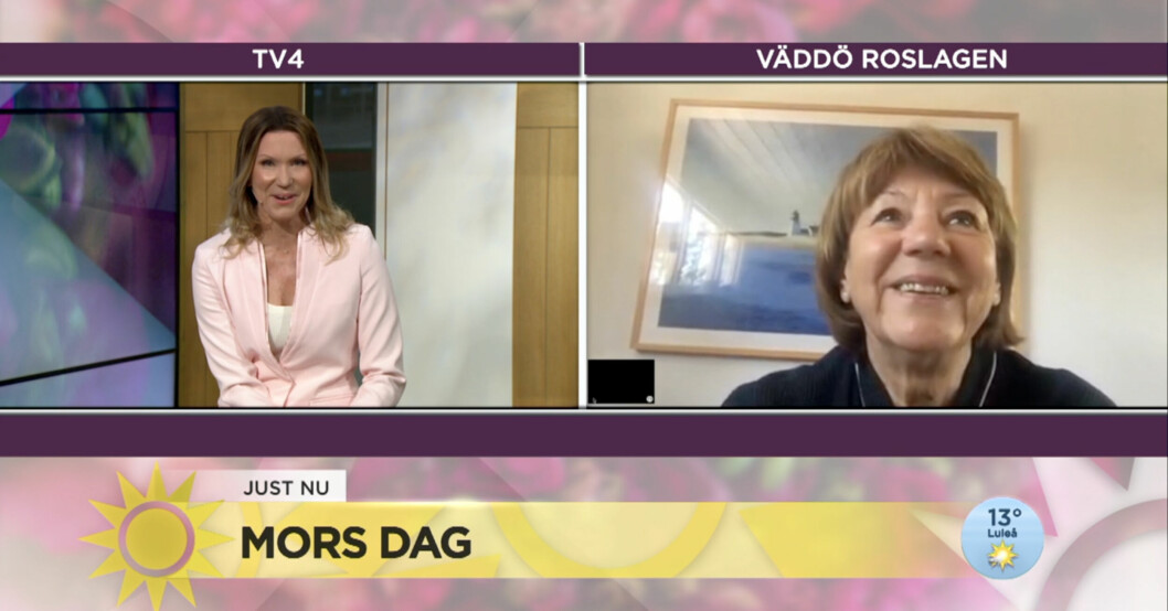 Jenny och mamma Birgitta kunde inte träffas men fick en fin stund tillsammans i direktsändning. Jenny Alversjö