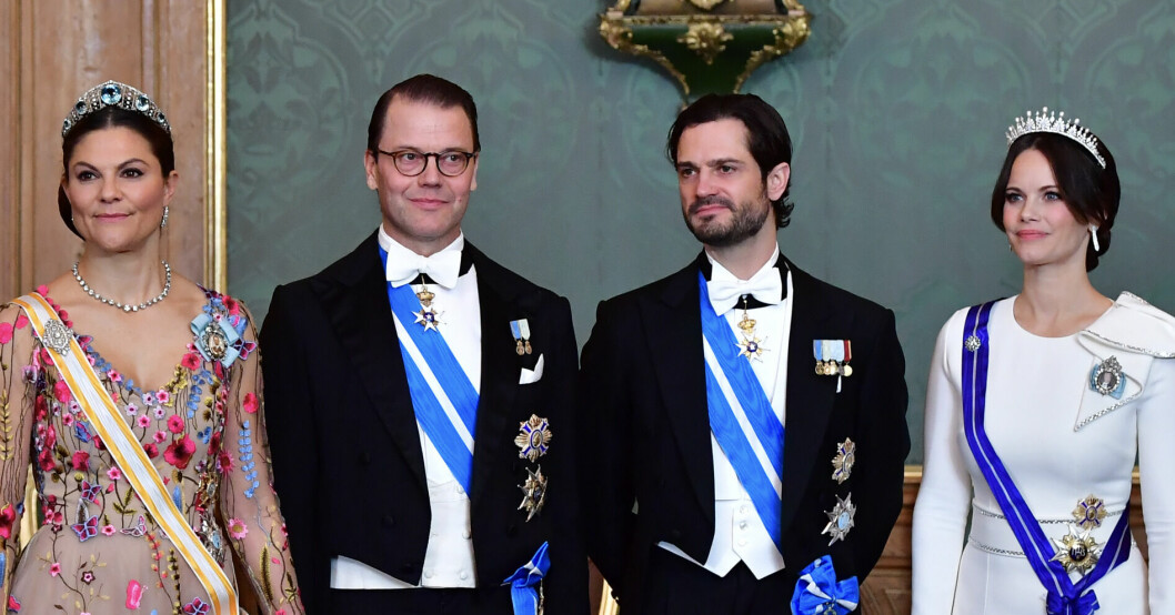Foto: TT Prins Carl Philip, prinsessan Sofia, prins Daniel och kronprinsessan Victoria på statsbesök i Spanien.
