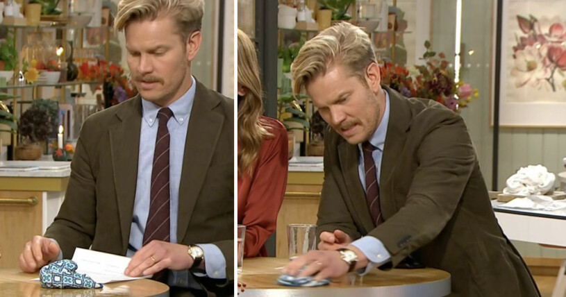 Martin Järborg var lite stressad över det ärliga misstaget i studion. Foto: Skärmdump TV4