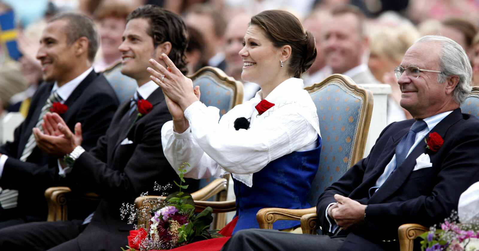 Prins Carl Philip, kronprinsessan Victoria och kung Carl Gustaf