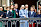 Danska kungafamiljen på drottning Margrethes balkong på Amalienborg i Köpenhamn
