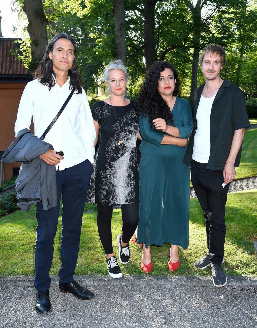Författare och skådespelare i minglet! Jonas Hassen Khemiri, Sara Stridsberg , Athena Farrokhzad samt Jonas Karlsson.