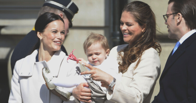 Prinsessan Sofia, prinsessan Madeleine, prinsessan Leonore och prins Daniel i samband med kungens födelsedagsfirande 2015