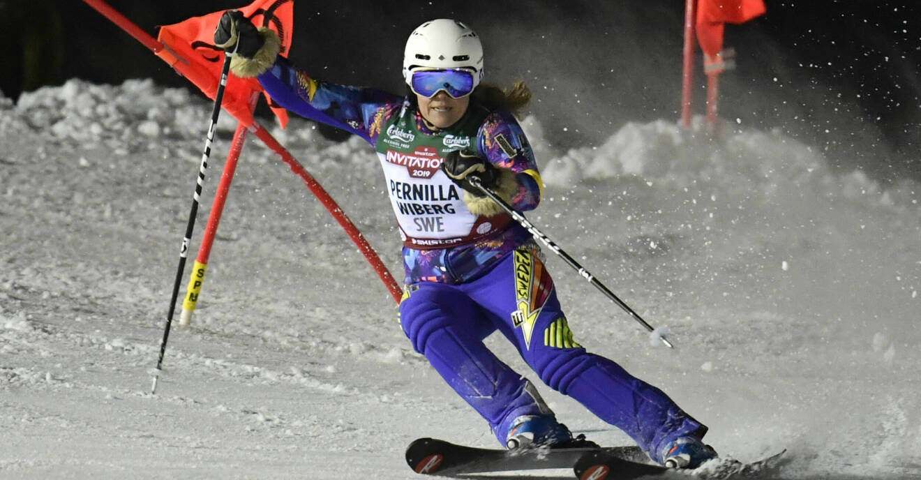Pernilla Wiberg i veterantävlingen SkiStar Invitational vid alpina VM i Åre 2019